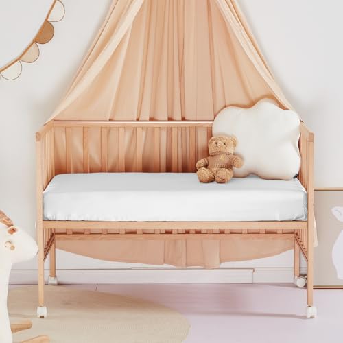 THXSILK Pure Silk Fitted Crib Sheet, Organic Crib Bedding-Ultra Soft, Smooth, 100% Top Grade Mulberry Silk, 28" x 52" x 8" (Off White)