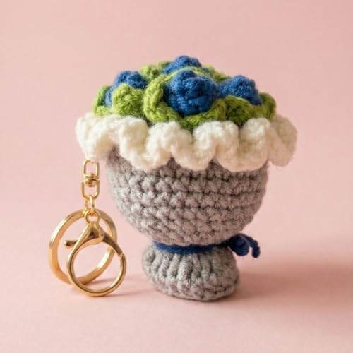 Image of Handmade Crochet Flower Keychain for Bags Keys Purse Backpack Cute Aesthetic Yarn Keyring Bag Charm Handmade Soft Thread Flower Keychain for Girls Women Kids Gifting and Daily Use