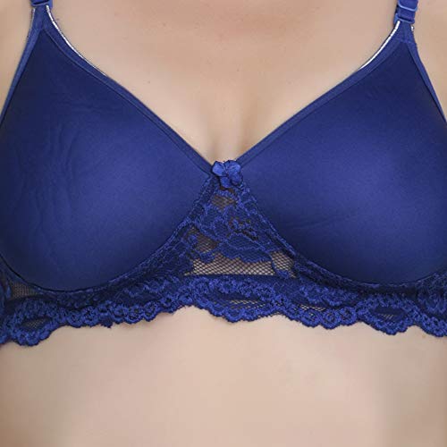 Image of Women Padded Bra - Made of Pure Cotton Full Coverage Non Wired Seamless Pushup Soft Cup for T-Shirt Saree Dress Sports Garment for Daily Use Everyday