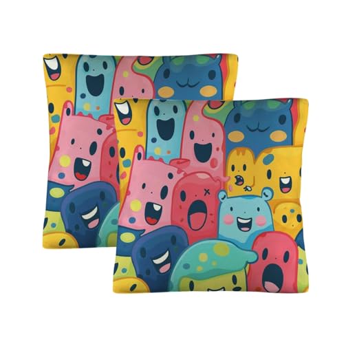 EtherSpher Cartoon Cute Monster Colorful Decorative Envelope Pillowcase Fuzzy Pillow case Cover Pillowcase Set of 2 18x18