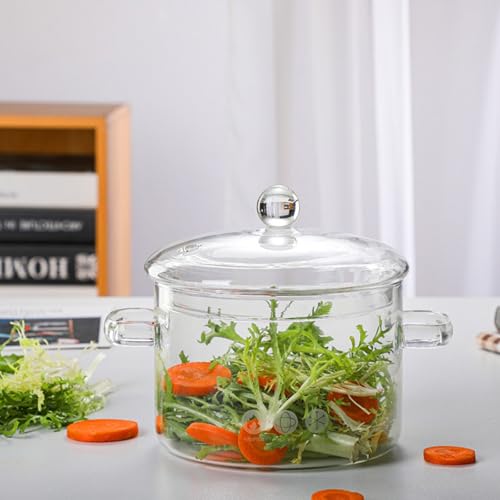 Pot à soupe transparent en verre épais résistant à 400°C avec couvercle - 6