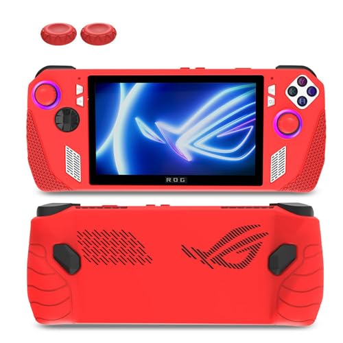 Image of Soft Silicone Protective Case (Black) Fit for ASUS Rog Ally 7 inch Gaming Handheld 2023 All Around Cover Case with Joystick Caps Analog Stick Caps Anti-Scratch Comfort Thumb Grip Set 1