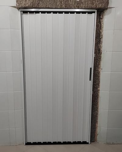 Porte accordéon blanche en PVC pliable avec serrure pour garde-manger et placard