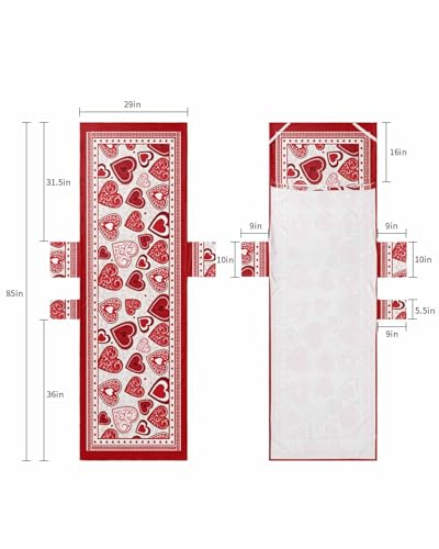 Red Love Heart Valentines Day Beach Lounge Chair Towel Cover, Soft Chaise Lounge Towel with Side Pockets Patio Pool Chairs Cover for Beach/Pool Sunbathing 29x85 Romantic Red