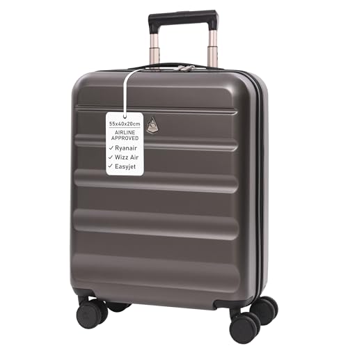 Aerolite Expandable 55x40x20cm to 55x40x23cm Ryanair Priority Wizz Air Priority & More Max Size Lightweight Hard Shell Carry On Hand Cabin Luggage Suitcase 55x40x20 55x40x23 with 4 Wheels (Charcoal)