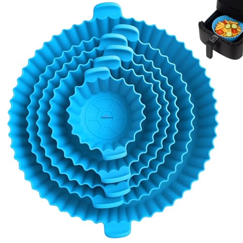 Image of Signamio 6 Pcs Set of Air Fryer Silicone Tray - Non-Stick, Reusable Baking Tray, Round