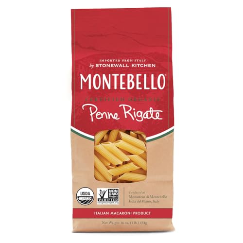 Montebello, Organic Penne Rigate Premium Italian Pasta, 16 oz.