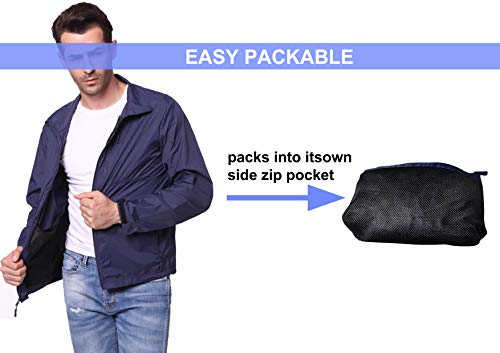 Trailside Supply Co. Mens Windbreaker Jackets Lightweight Packable Jacket,Windproof And Dustproof Sapphire Blue Size Medium #TOP6