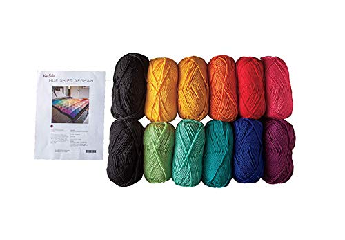 Knit Picks Hue Shift Blanket Knitting Pattern Kit (Rainbow) - Includes Knitting Pattern - 12 Brightly Colored skeins of Sport Weight Yarn