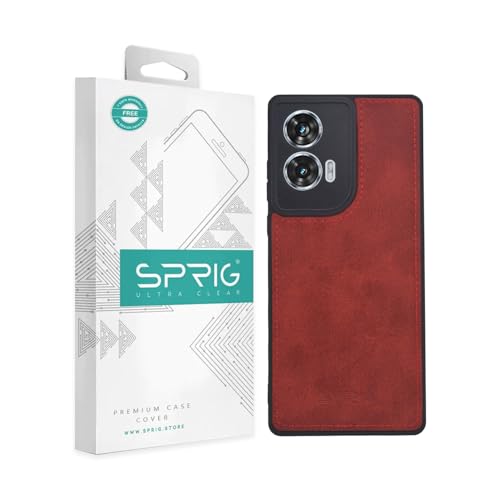 Image of SPRIG Compatible with Moto G96 Matte PU Leather TPU Premium Back Cover Drop Tested Shock Proof Mobile Case for Men, Women, Boys and Girls with Camera Protection (Red)
