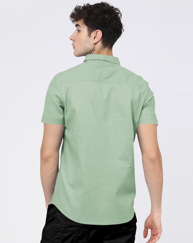 Image of BRUCEWANE Men's 100% Cotton Half Sleeve Shirt
