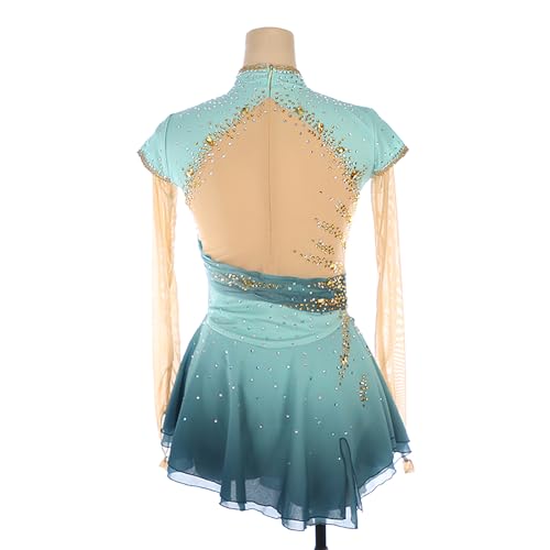 VVieer Collant de ginástica para meninas competição manga longa strass ginástica collant competição