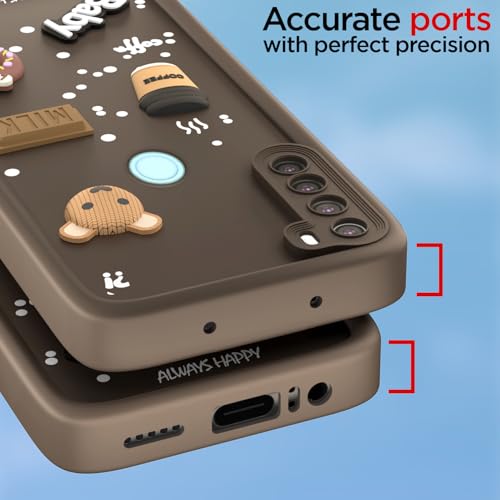 Image of Pikkme Back Cover for Redmi Note 8 | 3D Cartoon Silicone Case Cute & Fun Full Protective Bumper Cover (Brown)