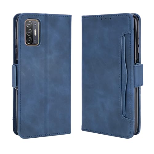 Lucyliy Coque pour HTC Desire 21 Pro 5G, Etui Housse téléphone Portable PU Skins Flip Stand Function Case Cover Blue