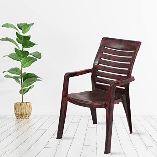 Image of Nilkamal CHR2180 Plastic Mid Back with Arm Chair | Chairs for Home| Dining Room| Bedroom| Kitchen| Living Room| Office - Outdoor - Garden | Dust Free |100% Polypropylene Stackable Chairs | Set of 2