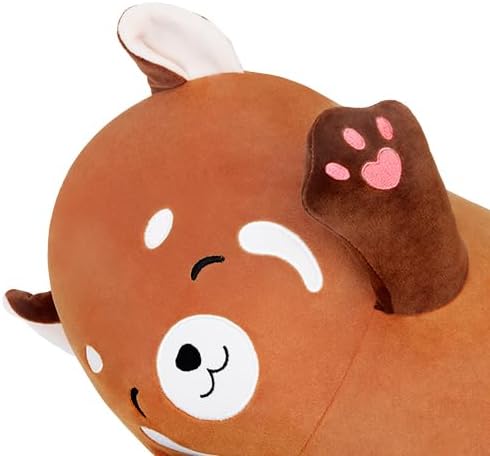 Miniatura 2 de Lindo juguete de peluche largo de mapache, almohada suave para abrazar, regalo para niños (naranja, 35.4 pulgadas)