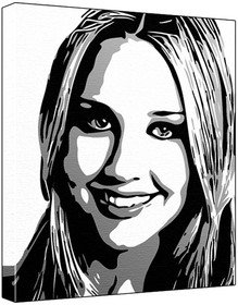 Amanda Bynes (100% Original Painting. Not A Print ) Acrylic Paint On Deep Framed Canvas (60 x 50 x 1.8 cm) 3-Colour Black/Grey/White-image-5