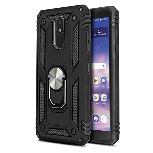 CasemartUSA Phone Case for [LG Journey LTE (L322DL)], [Loop Series][Black] Full Rotating Metal Ring Cover with Kickstand for LG Journey LTE (Tracfone, Simple Mobile, Straight Talk, Total Wireless)