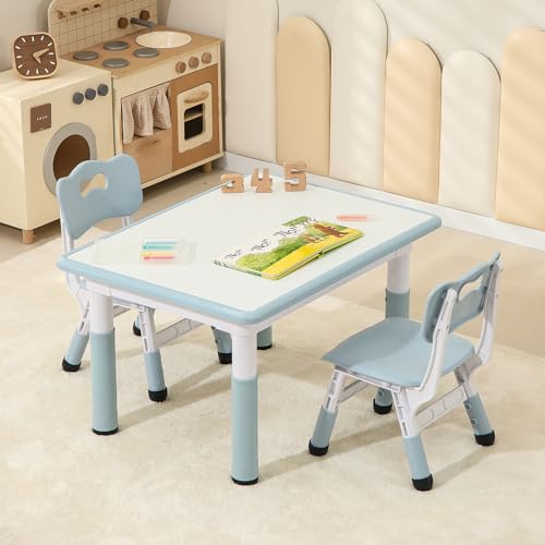 Toddler-Table-and-2-Chairs-Height-Adjustable-Kids-Table-and-Chairs-Set-315L-x-236W-Children-Activity-Table-for-Boys-and-Girls-Aged-3-8 Toddler Table and 2 Chairs Height Adjustable Kids Table and Chairs Set 315L x 236W Children Activity Table for Boys and Girls Aged 3 8