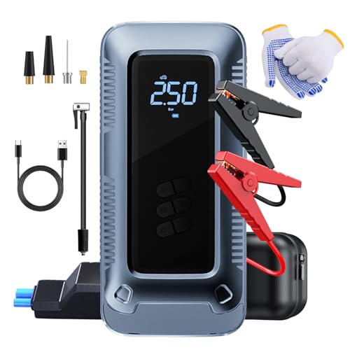 BEACONDESI Portable Multifunction Jump Starter with 24 Months Standby, Tire Inflator, Power Bank, Handy Flashlight, Battery Booster Jump Box Tools, Advanced Safety Protection and Rugged Design