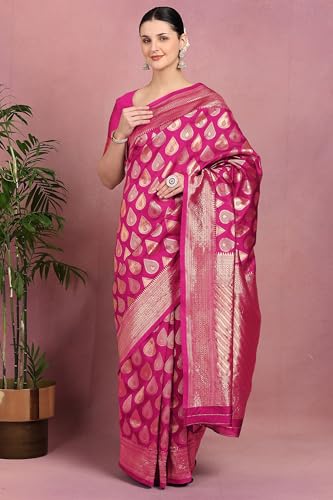 Image of Subham Saree for Woman Silk Cotton Kanjivaram | Soft Daily Wear Golden Zari Sari with Jacquard Blouse Piece