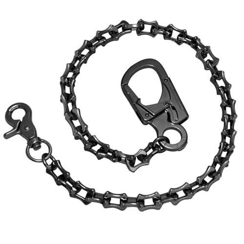 Ahiller Wallet Chain for Men, 25 Inch Heavy Duty Metal Chains with Lockable Carabiner, Suitable for Jeans, Pants, Keys, Purse, Biker and Punk Style Accessories (Gunmetal-1P)