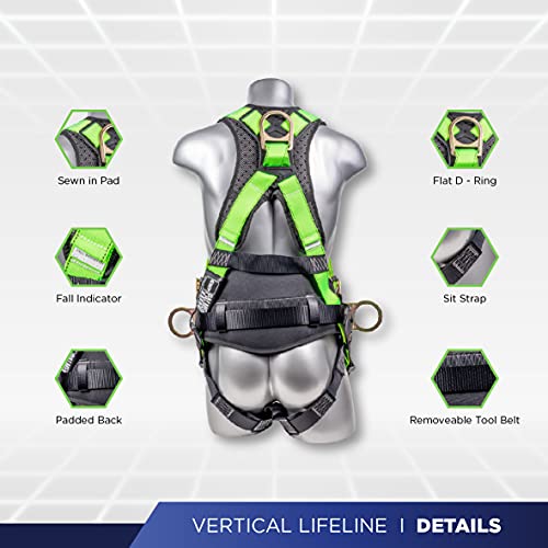 Image of Palmer Safety Fall Protection Safety Harness Hammerhead Series Safety Kit I Premium Harness + Lanyard + D-Ring Extender Kit