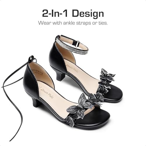 Image of DREAM PAIRS Lace Up Low Heel Sandals for Girls Ankle Strap Dress Pump Strappy Gladiator Wedding Party Shoes for Little Kid /Big Kid