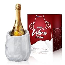 Flexzion Marble Wine Chiller Bucket – White Wine Cooler & Champagne Bucket for Bar Cart Decor, Kitchen & Parties – Gifts for Men, Women & Enthusiasts – Fits 750ml Bottles