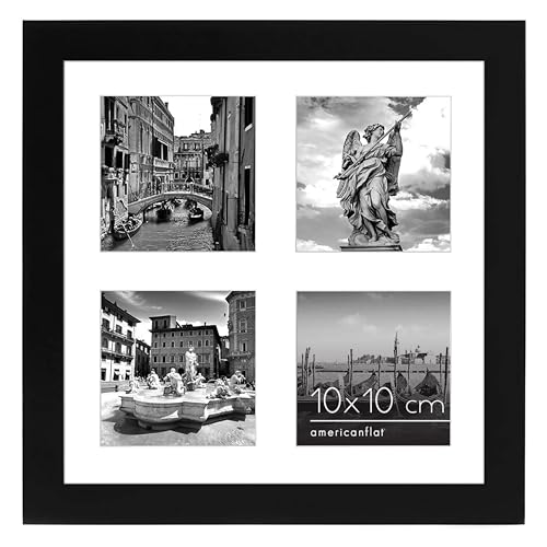 Americanflat 25x25 cm Bilderrahmen Collage Schwarz - Zeigen Sie vier 10x10...