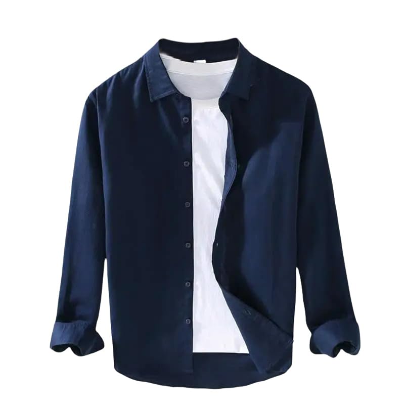 Chemise en coton et lin hommes style japonais, l'élégance naturelle des manches longues