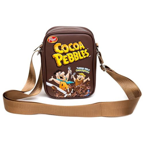 The Flintstones Bag, Crossbody, Cocoa Pebbles Fred and Barney Cereal Box Replica, Brown, Vegan Leather4