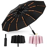 ToKinCen UV Schutz Regenschirm winddicht und regenfest 12 Schenkel Automatikschirm kompakt und...
