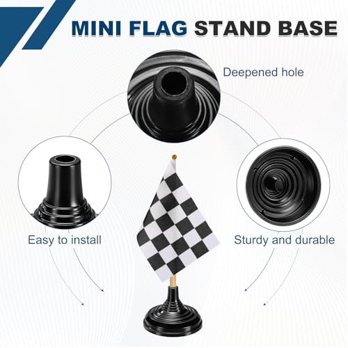 Base miniature pour drapeau rond noir lot de 48 supports de table - 5
