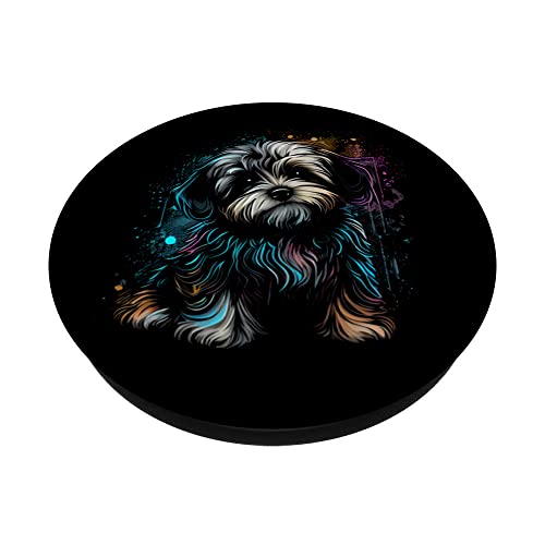 Havanese Bolonka Zwetna Shih Tzu Lhasa Apso Splashes PopSockets Swappable PopGrip, Black - Image 2