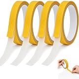 Teohhrn 4 Stück doppelseitiges Gewebeband 10 mm x 10 m, extra stark für Teppiche, Matten & Bodenbeläge, Holz, Fliesen & Verbundmaterial, langlebig, vielseitig, rutschfest, einfaches Anbringen, Innen