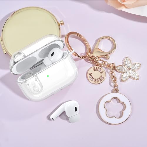 Image of (with Lock) Clear Case Compatible for Cute Apple Airpods Pro 1 /2 Cases Women, VISOOM TPU Transparency Air pods Pro 1st 2nd Generation Soft Earbuds Case Bling Keychain for Airpod iPod Pro2 /1