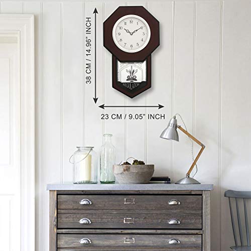 Ecraftindia Brown Round Pendulum Wooden Wall Clock #TOP1