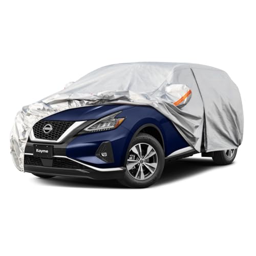 Image of Kayme 6 Layers SUV Car Cover Custom Fit for Nissan Murano(2008-2025) Waterproof All Weather for Automobiles, Outdoor Full Cover Rain Sun UV Protection.Silver