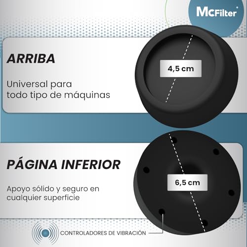 McFilter | 4 amortiguadores de vibraciones para lavadoras y secadoras | Amortiguador de vibraciones universal compatible con Bosch, Siemens, AEG | Alfombrilla antideslizante para lavadora - negro - Image 2