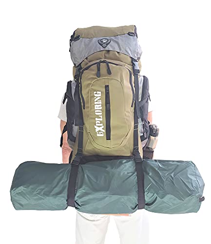MOCHILA RESISTENTE 70L VIAGEM CAMPING TRILHA PESCA IMPERMEÁVEL (Verde)
