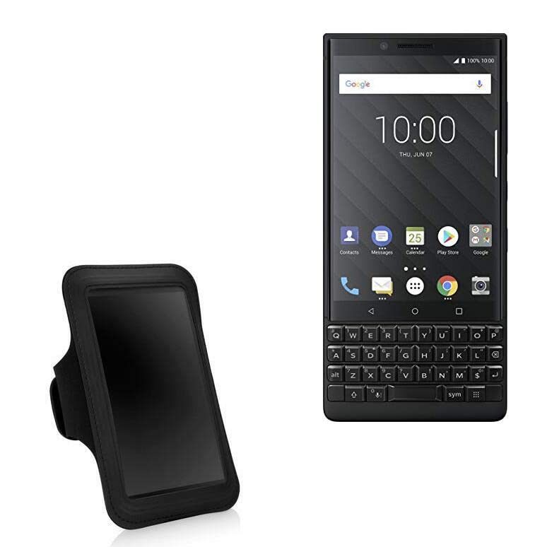 BoxWave Case Compatible with BlackBerry Key2 - Sports Armband, Adjustable Armband for Workout and Running for BlackBerry Key2 - Jet Black