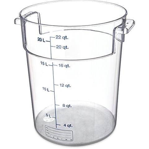 Carlisle FoodService Products Storplus Round Food Storage Container with Stackable Design for Catering, Buffets, Restaurants, Polycarbonate (Pc), 22 Quart, Clear Cover