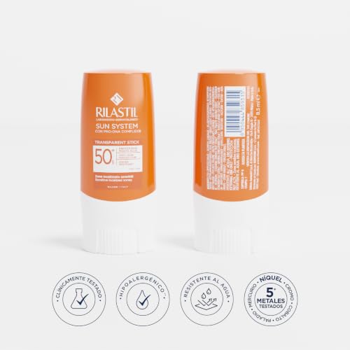 Miniatura 3 de Rilastil - Sun System, Stick Solar Facial SPF50+, 8,5 g | PRO-DNA Complex, SPF50+, UVB, UVA, Zonas Sensibles, Transparente, Resistente al Agua, Cara y Cuerpo, Uso Deportivo