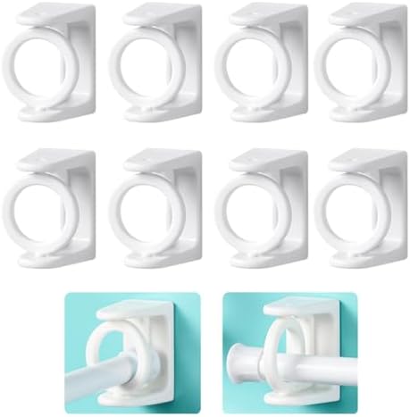 HASTHIP® 8Pcs Curtain Rod Holder Without Drill Self-Adhesive 360 ...