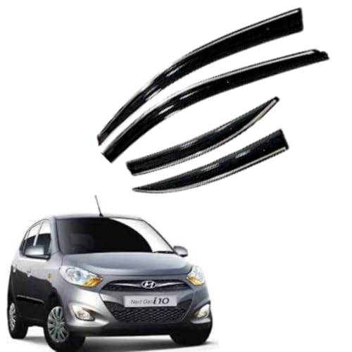 Image of CAR SAAZ Chrome Line Door Visor for I10 Type 1&2 (2007-2013)(Set of 4Pcs) | Rain Guard | Wind Deflector
