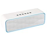 Portable Bluetooth Stereo Speaker, 2X5W Dual Acoustic Drivers, FM Radio & Handsfree Speakerphone, Micro SD Card & USB & AUX Slots for Smart Phone, MP3, iPad, Tablet & More