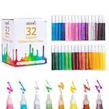 abeec 32 Glitter Glue Pens for Kids - 10ml Coloured Glitter Tubes |Craft Supplies for Children | Arts & Crafts, Card Making, Non-Toxic, Easy to Use