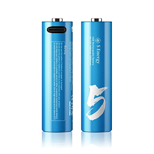 S Energy Usb Rechargeable Aa Batteries, High Capacity Lithium Polymer 1.5V 1600Mah Battery, 1.5 H Fast Charge, 1200 Cycle With Type C Port Cable, Constant Output8-Pack #TOP1