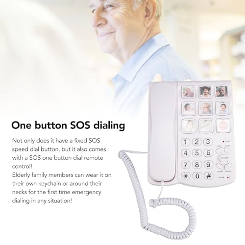 Festnetztelefone für zu Hause, Telefon mit Großen Tasten für Senioren, Schnurgebundenes Telefon mit One Touch Fernbedienung für SOS Anwahl, Freisprecheinrichtung in HD